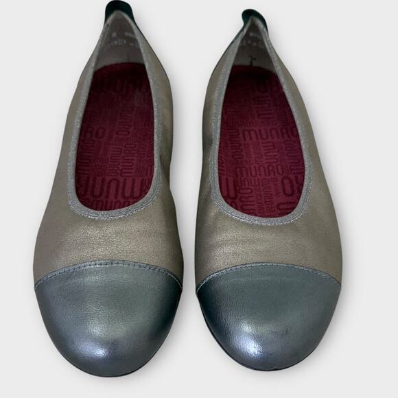 Munro Leather Ballet Flat Shoes Cap Toe Slip On Size 9.5M Shimmer Bronze Gray - Picture 3 of 13